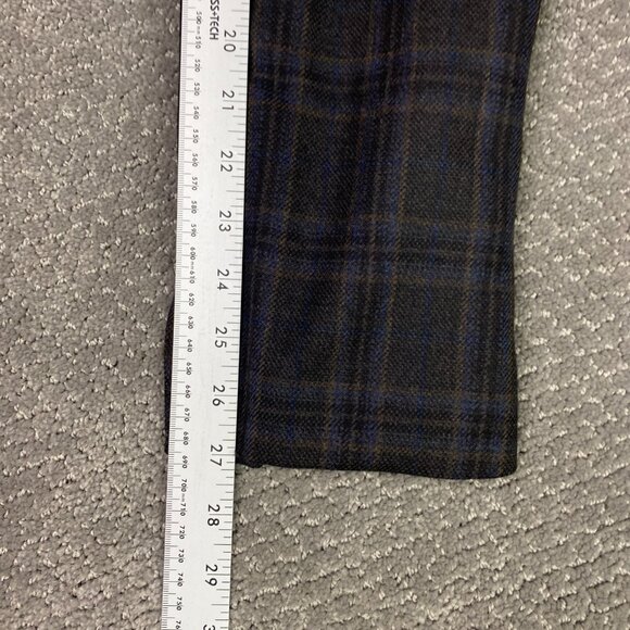 Lauren Ralph Lauren Wool Blazer Sport Coat Men's 44L Brown Blue Windowpane Plaid - Picture 13 of 15